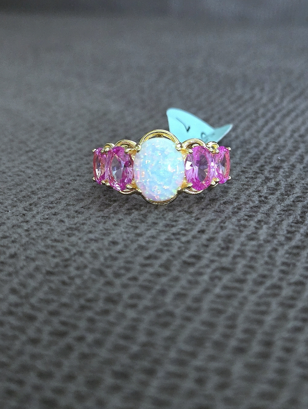 Lab🧪 Created White Fire🔥 Opal and Pink💕 Sapphires Ring💍 - NWT